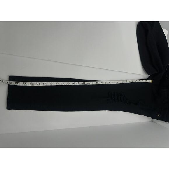 Frame Le Skinny de Jeanne Black Jeans 29 Raw Hem Distressed Mid Rise stretch - Picture 13 of 15